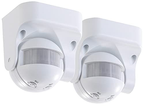 revolt Bewegungsmelder Outdoor: 2er-Set vertikal schwenkbare 180°-PIR-Bewegungsmelder, 230 V, IP44 (Bewegungsmelder für aussen, für Decke, Bewegungsmeldern)