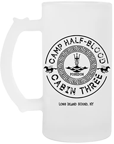 Percy Jackson - Camp Half-Blood - Cabin Three - Poseidon Glas Bier Becher Tasse Glass Beer Mug Cup