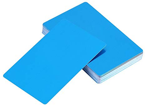 BOROCO Packung mit 50 blanko Visitenkarten, lasergravierte Visitenkarten, 0,22 mm Aluminium, glatt, Geschäftsbesuch, Namenskarten, runde Ecke(Blau)