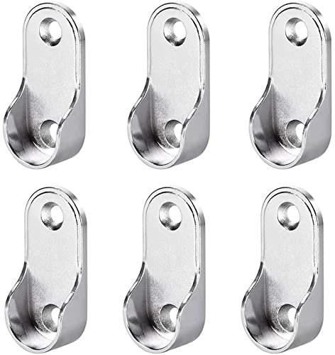 MOJOTIC 6 Stücke Kleiderstange Schrank,Kleiderstangenhalter Wand Garderobenstange,Zinklegierung Ovale Garderoben,Kleiderstange Halterung Schrankrohrlager Stangenhalterung 16 mm Garderoben Halterung