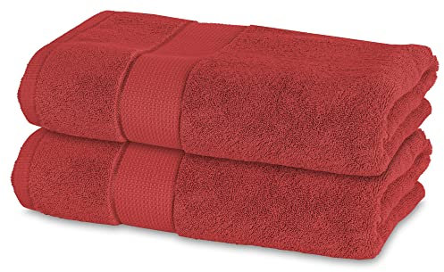 BANANALU 2 Badetücher 100% Baumwolle Qualität 600g/m2 Frottiertuch Bordeauxrot - Bad Towel Modern N1, Color: Bossa Nova 18-1547, Size: 70x140cm, 2er Set, 600g/m2