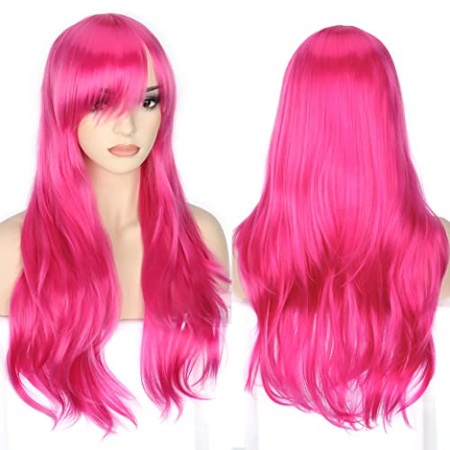 YEESHEDO Rosenrot Cosplay Perücke für Frauen Langes Gewelltes Haar Synthetische Perücken mit Pony für Halloween Party Kostüm Anime 28 Zoll 70 cm