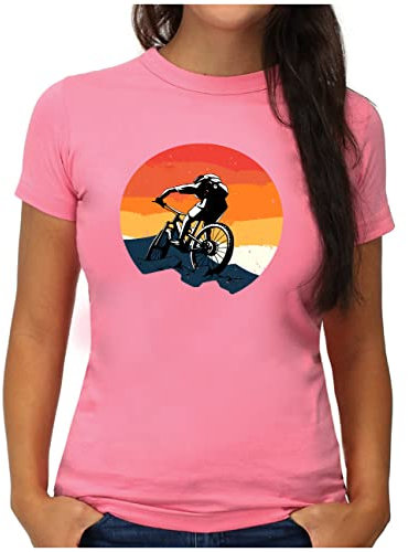 OM3® Downhill Mountainbike T-Shirt - Damen - Fahrrad MTB Bicycle Biking - L, Pink