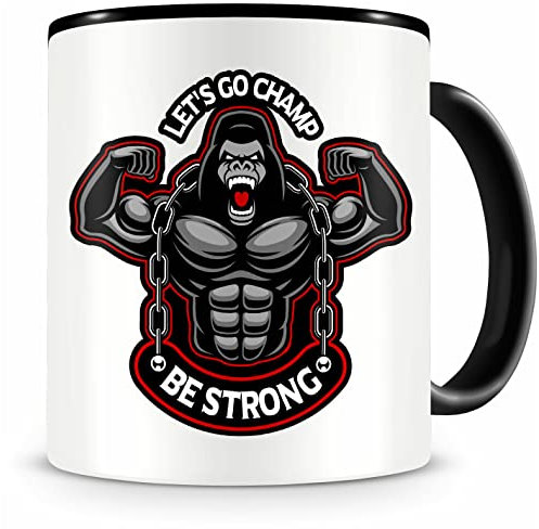 Samunshi® Tasse mit Motiv Gorilla Bodybulding Champ Kaffeetasse Lustige Tassen zum Geburtstag für Fitness Kraftsport Hantel Bodybuilding Fans