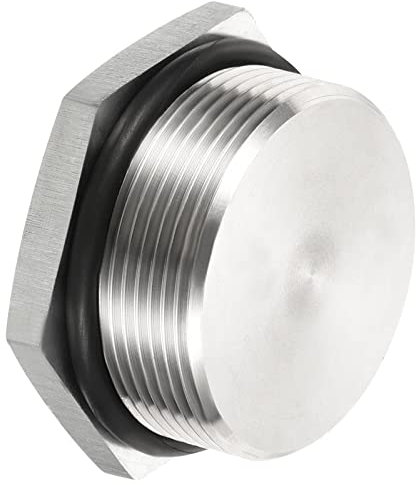 PATIKIL 1 Stück M36x1.5 Stecker Wasserdicht Staubdicht 304 Edelstahl Gewinde Sechskantkopf Sockel Massives Rohr Fitting mit Dichtung Gummi Ring