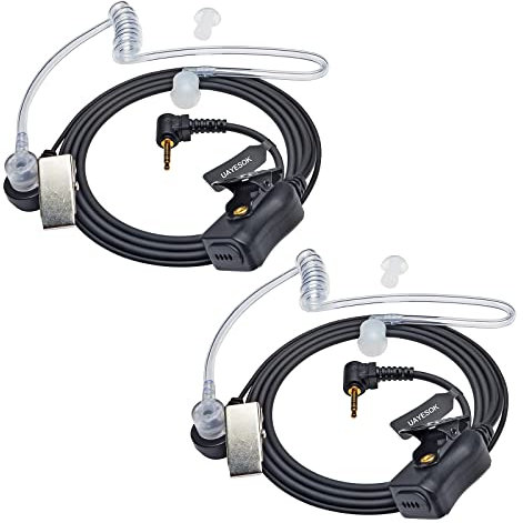 UAYESOK Covert Walkie Talkie, 1 Pin 2,5 mm Air Acoustic Tube Radio Auricolare con PTT Mic per Motorola Talkabout TLKR T42 T60 T61 T62 T80 T82 Extreme T92 H2O Security 2 Way Radio (2 pezzi)