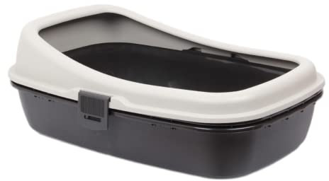 3-Layer Sifting Cat Litter Tray System - Large Plastic Dual Tray with Sieve, Low Entrance & Removable High Rim - 59 x 39 x 23 cm
