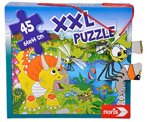 Noris 606032028 XXL Riesenpuzzle, Dinosaurier - mit 45 Teilen (Gesamtgröße: 64 x 44 cm) - für Kinder ab 3 Jahren, Orange