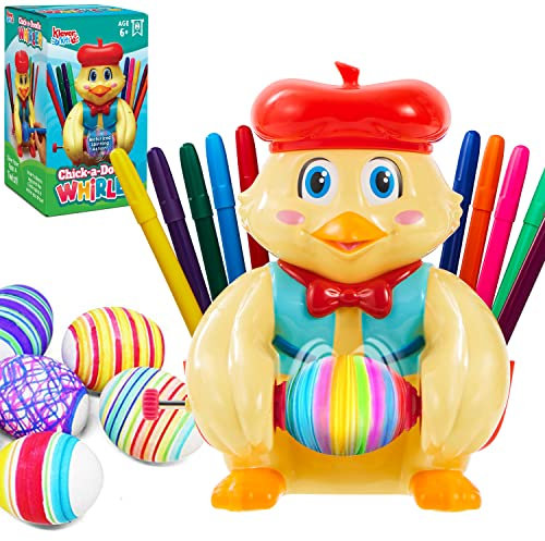Klever Kits Easter Egg Decorator Spinner Kit enthält Küken Osterei Spinner Dekoration Maschine und 10 bunte Markierungen, batteriebetriebene motorisierte Ei Wirbler für Kinder