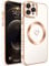 ECZOIL Compatible with iPhone 11 Pro Case MagSafe,Full Camera Lens Protection Luxury Electroplated Cute Heart Magnetic Case for iPhone 11 Pro for Women Girls-White
