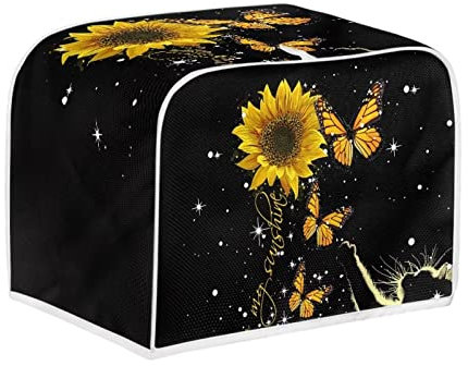 STUOARTE Butterfly Sunflower 2 Slice Toaster Cover,Quilted Toaster Cover Bread Maker Cover,Kitchen Small Appliance Covers,Universal Size Toaster Oven Cover,Dustproof Cover