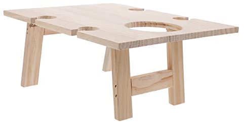 YARNOW Klappbarer Holzweintisch Für Outdoor-picknicks Tragbarer Quadratischer Tisch Mit Weinhaltern Für Camping Und Reisen