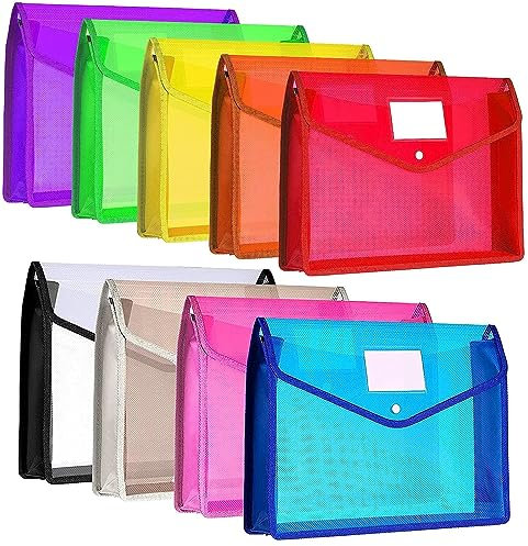 9 Pezzi Cartelle Portadocumenti A4, Busta Portadocumenti a4 Cartella Portadocumenti espandibile Borsa Portadocumenti A4 Cartelline Plastica Busta per Scuola, Ufficio o Casa
