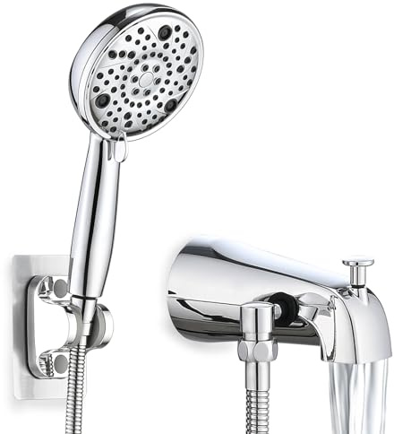 Sperwoesy Slip-On Tub Spout with Diverter with 8 Settings Handheld, Chrome