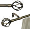 Gardinenstangen-Set aus antikem Messing, 122 cm bis 223,5 cm, 1,6 cm, mit gedrehten Endstücken, robuste Gardinenstange mit Halterungen, verstellbare Gardinenstange für Schlafzimmer, Wohnzimmer,