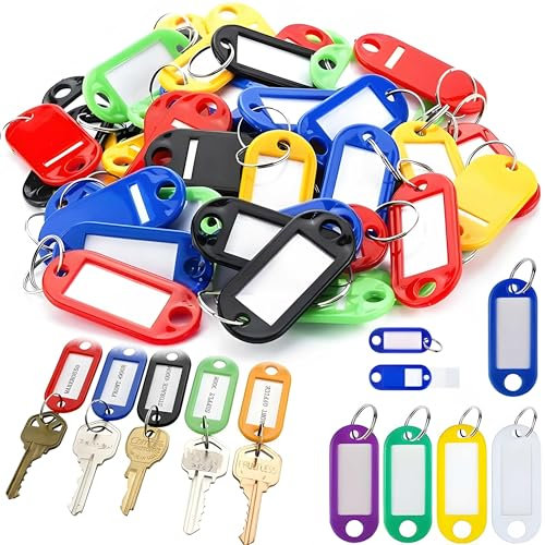Retoo 100 Pièces De Porte-clés En Plastique, Utilisation Universelle, Praticité, Porte-clés Avec Anneau, Notes Pour La Description, Multicolore, Étiquettes D'identification Durables