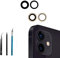 Juego de 2 lentes de cristal de repuesto para cámara trasera 12/12 para iPhone 12/iPhone 12 Mini cámara + adhesivo preinstalado + kit de herramientas de reparación, antiarañazos de lente