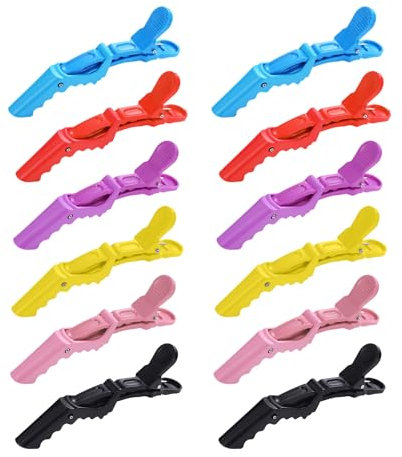 12 horquillas para el pelo estilo cocodrilo, pinzas parciales, pinzas para el pelo de peluquería, pinzas para el pelo para mujer, pinzas largas para el pelo para flequillo, pinzas grandes para cabello