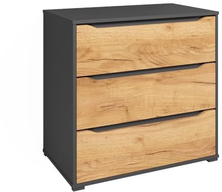 Vicco Kommode Ruben, Kommodenschrank, Goldkraft Eiche, 80 x 77.6 cm mit Schubladen