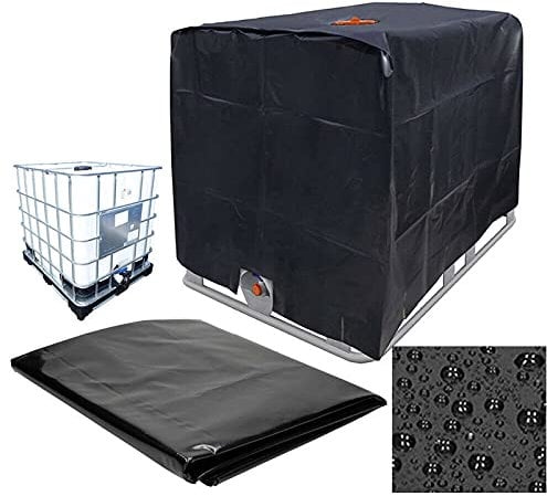 IBC Tank Abdeckung Ibc Tank Zubehör Für Wassertank 1000L Regentonne, Ibc Container Abdeckung 1000 Liter Wassertank Zubehör, Wassertank Abdeckplane UV-Folie IBC Cover, 120 X100 X116 Cm (Schwarz)