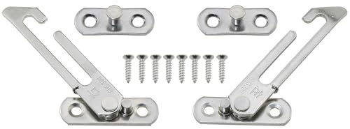 ZZHXSM 2PCS 10x4.5CM Window Hook Automatic Limiter Silver Stainless Steel Safety Window Opening Restrictor Lock for Window Frame and Sash with Distance of 14 to17MM Inside and Outside Window