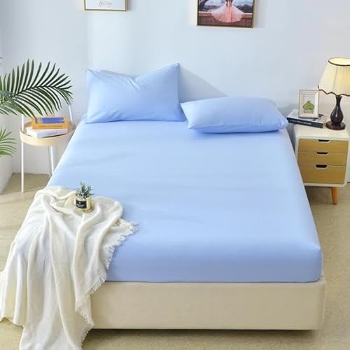 Spannbettlaken Blau Boxspringbett,Mikrofaser,Weich, Knitterfrei, Rundum Elastisch,Atmungsaktives Bettlaken,Bis 30Cm Matratzenhöhe,Sheet Bedsheet 200X200Cm