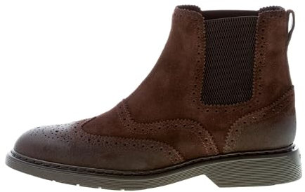 Hogan Uomo H576 Stivaletto Chelsea Boot in camoscio Ebano. Suola Gomma Color Marrone Size 40 EU (UK 6.5)