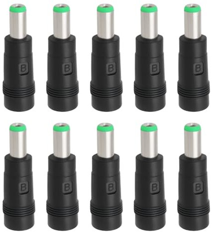 VGOL 10x Alimentación de CC de 5,5x2,1 Mm Conector Hembra A 6,3x3,0 Mm Adaptador Macho de 41,7x12,5 Mm para Fuente de Alimentación Externa Transformador Integrado para Computadoras Portátiles