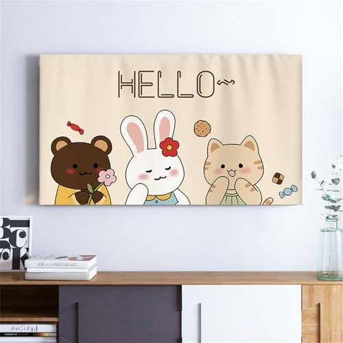 Hiseng Cubierta Antipolvo para TV, Cubierta Antipolvo Universal para Televisor Pantalla de Funda Impreso a Prueba de Polvo para 22 a 85 Pulgadas (47,Oso)