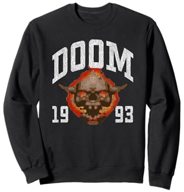 DOOM 1993 Lost Soul Pixelated Skull Retro Video Game Sweatshirt