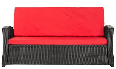 Setgarden® Bankauflage Polyrattan Gartenbank Sitzauflage, Bequeme Sitzauflagen für Gartenbänke – perfekte Auflagen für Ihr Gartensofa oder Ihre Hollywoodschaukel (Rot, 180x60x50 cm)
