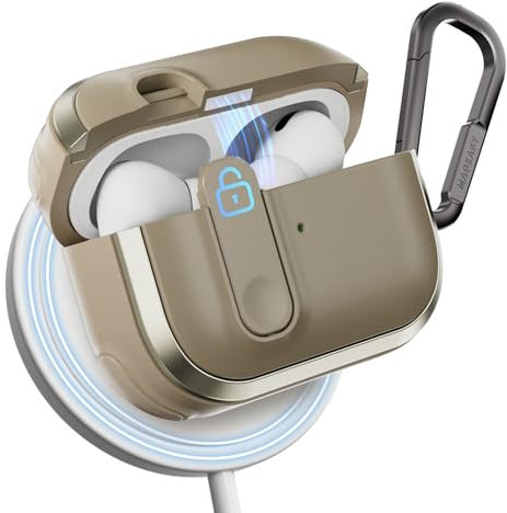 MAGEASY Design für AirPods Pro 2. Generation Case Cover – Robuste AirPods Pro Hülle mit Schloss | Unterstützt kabelloses & kabelgebundenes Laden | Inklusive Karabiner – Odyssey