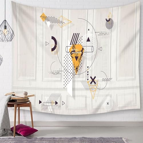 Homxi Tapestries 260 x 240 CM,Polyester Tapestry Wanddeko Geometrisch Dreiecksmuster Wall Tapestry Gelb Schwarz Grau