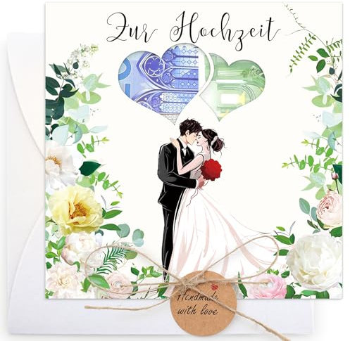 XIANGLONGY Hochzeitskarte Geldgeschenk mit Umschlägen, Karte Hochzeit Geldgeschenk für Brautpaar, Geldgeschenk Hochzeit Verpackung, Personalisiert Geldverpackung (Brautpaar)