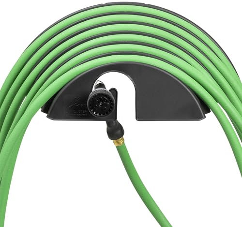 Lancaster Home Products Gartenschlauchhalter, der große Looper für drinnen und draußen, wandmontierter Schlauch-Organizer mit J-Haken hält bis zu 200 m Gartenschläuche, hergestellt in den USA, Schwarz