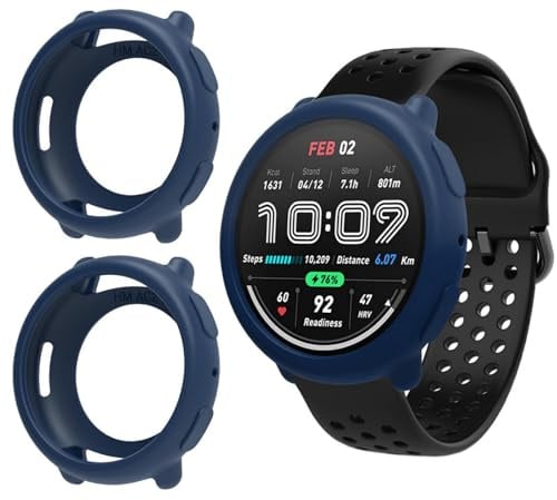 GIOPUEY Hülle Kompatibel mit Amazfit Active 2, [2 Stück] Schutzhülle Weich TPU Silikon Schutz Case Cover - Dark Blue