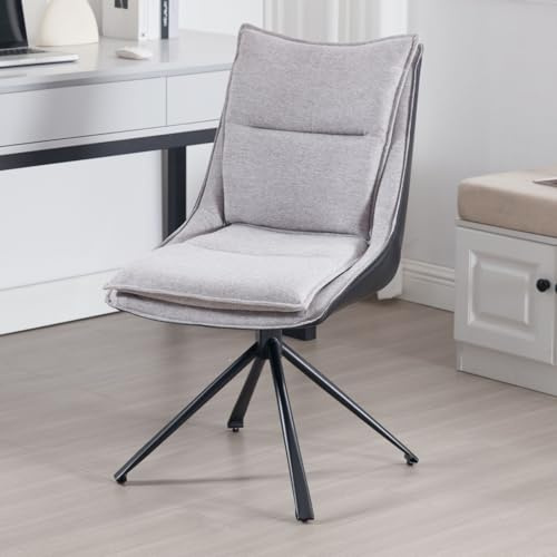 Ya-Home Bürostuhl ergonomisch Schreibtischstuhl mit Patchwork Design Drehstuhl für Arbeitszimmer/Büro, Leinen&Kunstleder, Grau