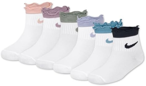 NIKE Unisex Kinder Nhg Girls 6pk Ruffle Ankle Soc Blender