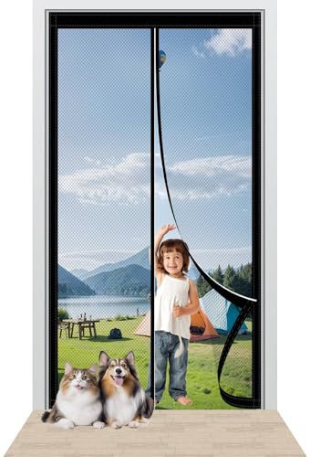 Zanzariere Magnetiche per Porte Finestre 116 x 230 cm Nessun Attrezzo Richiesto Zanzariere Magnetiche Viene Fornito con Kit di Montaggio per Porte da Balcone/Cantine/Terrazze, Nero