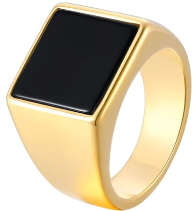 Calefee Ehering Herren Einzeln Schlicht, Edelstahlringe Herren Verlobungsring Siegelring Breit 13,6 mm mit Acryl, gr. 47 bis 72