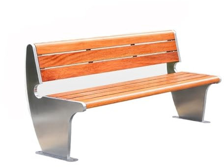 MENGLI-2024 Außenbank Parkbank im Freien, aus Holz, doppelte Rückenlehne, Edelstahl, for den Außenbereich, Terrasse, Freizeit Gartenbank(Groß)