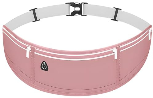 Laufgürtel für Handy, Wasserdicht Lauftasche für Damen und Herren, Läufer-Hüfttasche mit 3 Taschen, Großer Verstellbarem Kapazität Gürteltasche für Laufen Joggen Fitness Sport (Rosa B)