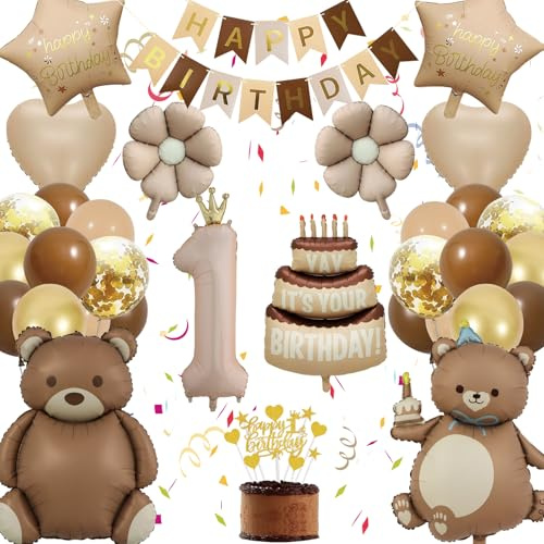 Déco Anniversaire Ours 1 An, Décoration Anniversaire Garçon Fille 1 An