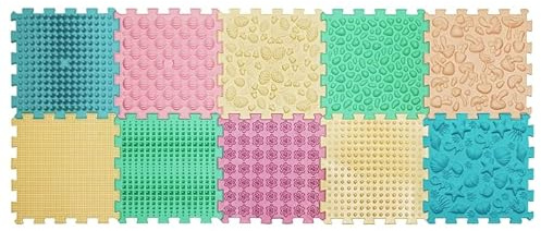 Funny-Steps Orthopädische Sensorische Boden spielmatten für Kinder Puzzle Mix 10-TLG Prävention von Plattfüßen (Pastell)