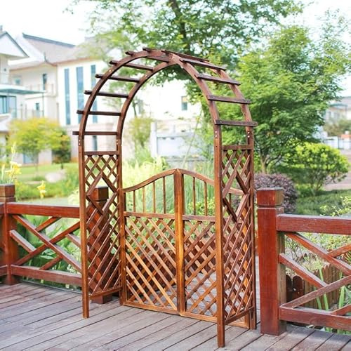 Wetterfeste Gartenlaube aus Holz, stabiler Rosenbogen für Kletterpflanzen, 180 cm, einfach zu montieren, perfekter Hochzeitsbogen, erhältlich in 1,2 m, 1,4 m, 1,6 m, 1,8 m (Farbe: Braun)