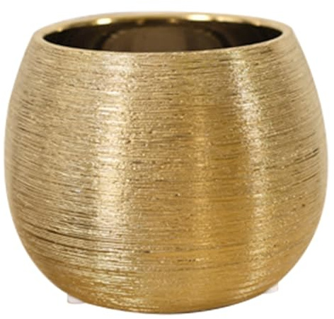 Gcroet 1 Pot de Fleur doré en céramique avec Base antidérapante, Pots de Plantes Ronds d'intérieur pour Plantes Grasses, Herbes, Petites, Vase décoration d'intérieur Moderne, 12, 7 x 12, 7 x 10, ..