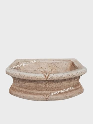 Lavello Lavandino In Cemento, Lavabo, Fontana, Vasca Unica rustica - Larghezza 70x42 Altezza 24 Cm - Per Esterno Da Giardino Colore Sfumato marrone