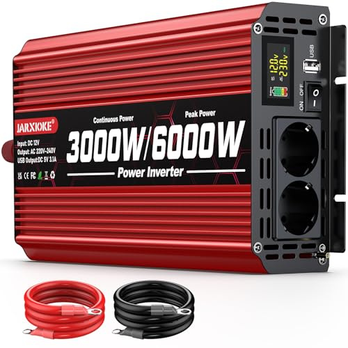 3000W Inverter 12V 220V Trasformatore Convertitore di Tensione con Display - 2 Prese AC + USB per Auto,Camper,Furgone, Barca e Camion - Onda Sinusoidale Modificata