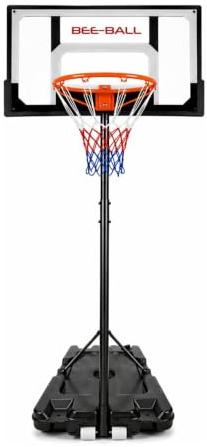 Bee-Ball Portable Basketball Hoop & Stand (Up to 7ft) | Shatter-Resistant Backboard | Outdoor Free Standing System for All Ages (2026 Upgrade)