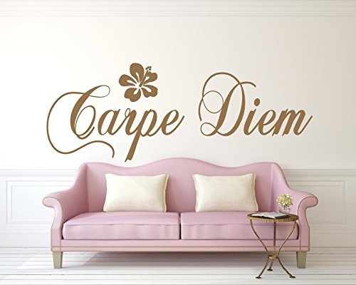 XL Wandtattoo Wohnzimmer ~ Text CARPE DIEM - Nutze den Tag, Sprüche ~ 610004-120x44 cm Wandaufkleber Wandtatoos Sticker Aufkleber für die Wand, Fensterbild, Tapetensticker, Türaufkleber, Tattoo aus Markenfolie in 32 Farbe